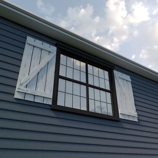 Ekena Millwork Rustic Four Board Spaced Board-n-Batten Pecky Cypress Faux Wood Shutters w/Z-Board, 23 1/2"W x 80"H - SHUBSZ23X80PCPR