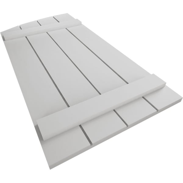 Ekena Millwork Smooth 4 Board Joined Board-n-Batten w/Elliptical Top Faux Wood Shutters, 22W x 58H, PR - SHUBJL22X58SMPR