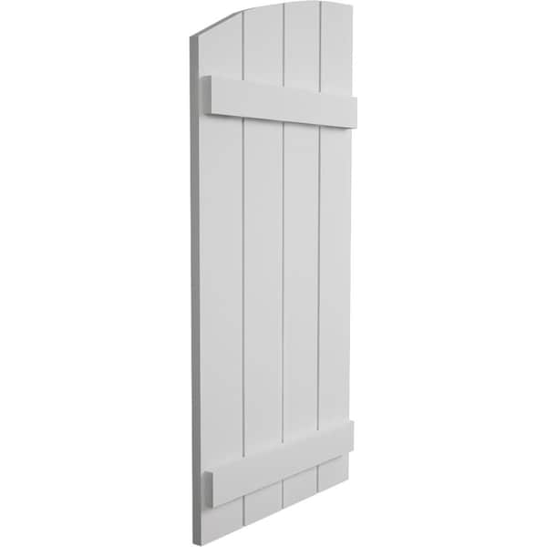 Ekena Millwork Smooth 4 Board Joined Board-n-Batten w/Elliptical Top Faux Wood Shutters, 22W x 58H, PR - SHUBJL22X58SMPR