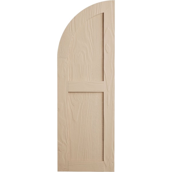 Ekena Millwork Sandblasted 2 Equal Flat Panel w/Quarter Round Arch Top Faux Wood Shutters, 12W x 52H, PR - SHUFPQ12X52SDPR