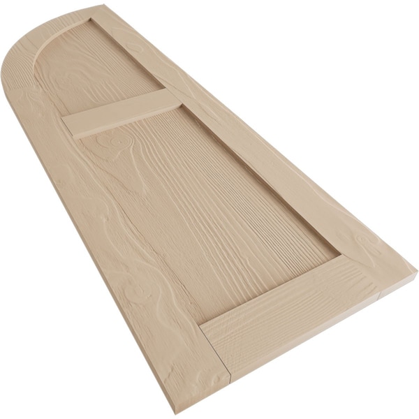 Ekena Millwork Sandblasted 2 Equal Flat Panel w/Quarter Round Arch Top Faux Wood Shutters, 12W x 52H, PR - SHUFPQ12X52SDPR