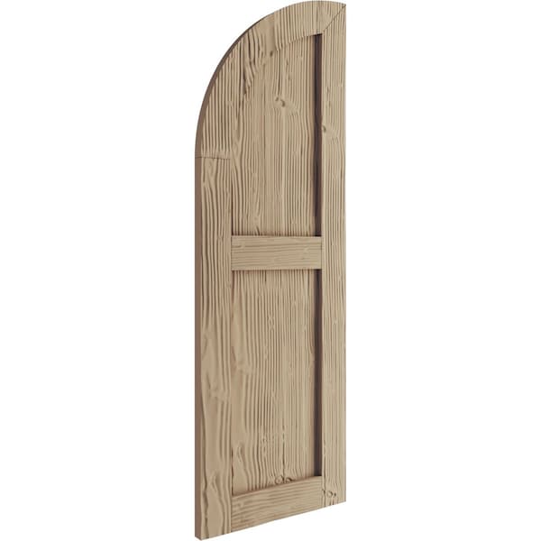 Ekena Millwork Sandblasted 2 Equal Flat Panel w/Quarter Round Arch Top Faux Wood Shutters, 12W x 52H, PR - SHUFPQ12X52SDPR