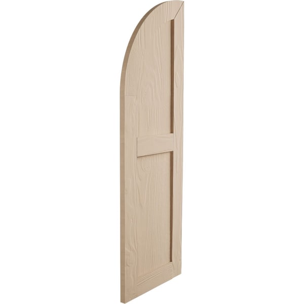 Ekena Millwork Sandblasted 2 Equal Flat Panel w/Quarter Round Arch Top Faux Wood Shutters, 12W x 52H, PR - SHUFPQ12X52SDPR