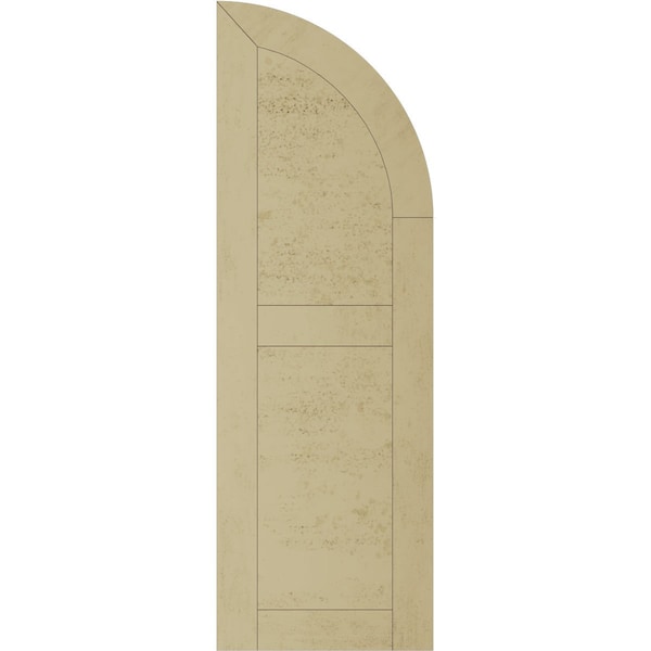 Ekena Millwork Sandblasted 2 Equal Flat Panel w/Quarter Round Arch Top Faux Wood Shutters, 12W x 52H, PR - SHUFPQ12X52SDPR