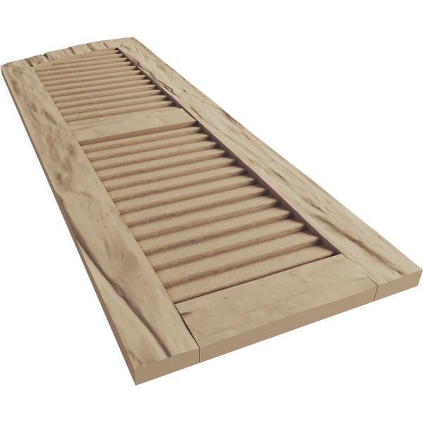 Ekena Millwork Timberthane Riverwood 2 Equal Louver w/Elliptical Top Faux Wood Shutters, 12W x 30H, 26 Low Side, PR - SHULVL12X30RWPR