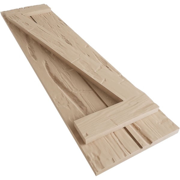 Ekena Millwork Rustic Two Board Joined Board-n-Batten Hand Hewn Faux Wood Shutters w/Z-Board, 11W x 68H, PR - SHUBJZ11X68HHPR