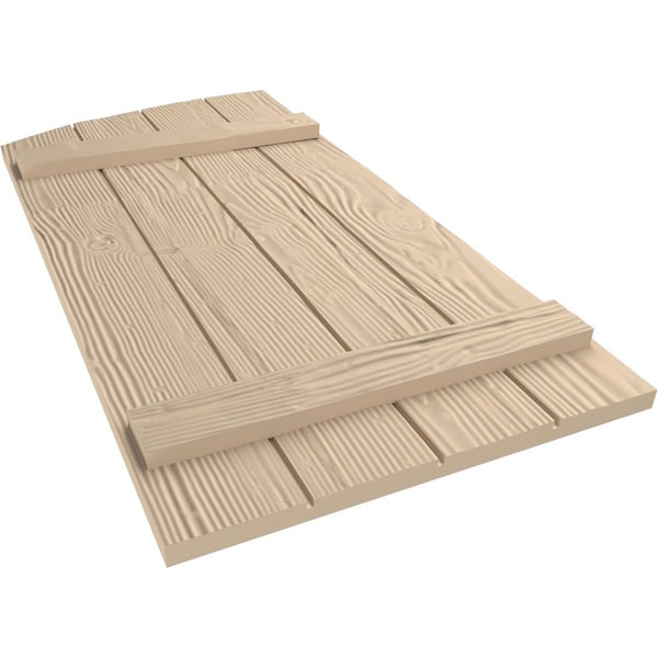 Ekena Millwork Sandblasted 4 Board Joined Board-n-Batten w/Elliptical Top Faux Wood Shutters, 22W x 86H, PR - SHUBJL22X86SDPR