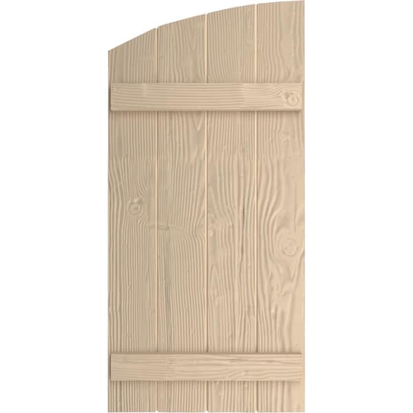 Ekena Millwork Sandblasted 4 Board Joined Board-n-Batten w/Elliptical Top Faux Wood Shutters, 22W x 86H, PR - SHUBJL22X86SDPR