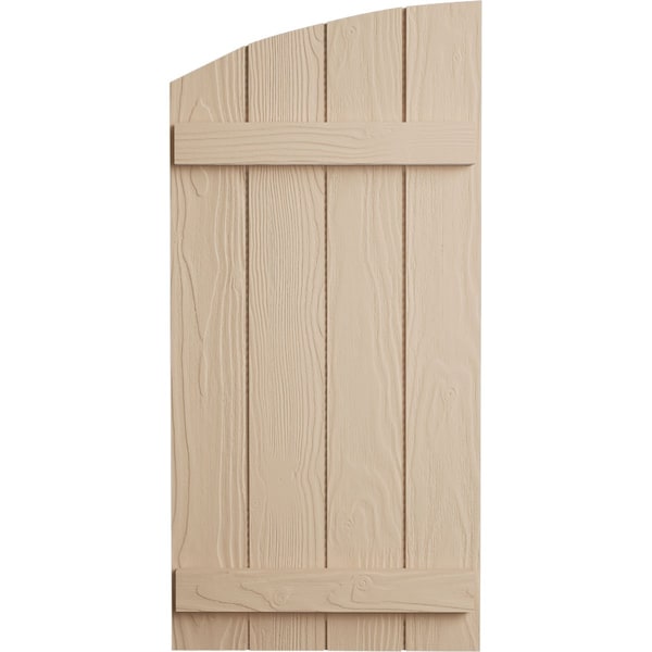 Ekena Millwork Sandblasted 4 Board Joined Board-n-Batten w/Elliptical Top Faux Wood Shutters, 22W x 86H, PR - SHUBJL22X86SDPR