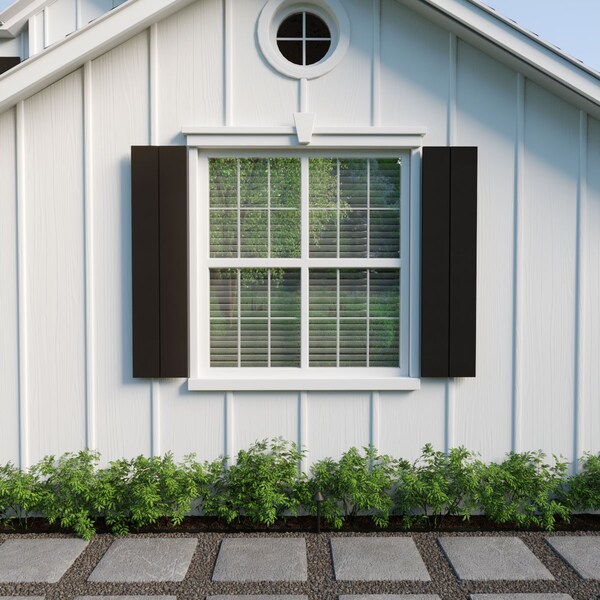 Ekena Millwork Rustic Two Board Joined Board-n-Batten Smooth Faux Wood Shutters w/No Batten, 11W x 84H, PR - SHUBJN11X84SMPR