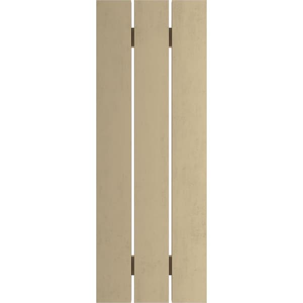 Ekena Millwork Rustic Three Board Spaced Board-n-Batten Knotty Pine Faux Wood Shutters, 17 1/2W x 34H, PR - SHUBSS17X34KPPR