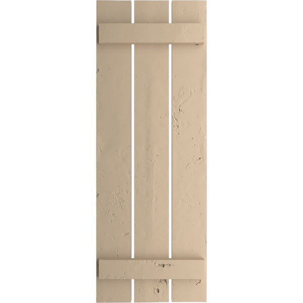 Ekena Millwork Rustic Three Board Spaced Board-n-Batten Knotty Pine Faux Wood Shutters, 17 1/2W x 34H, PR - SHUBSS17X34KPPR