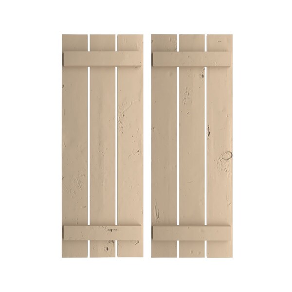 Ekena Millwork Rustic Three Board Spaced Board-n-Batten Knotty Pine Faux Wood Shutters, 17 1/2W x 34H, PR - SHUBSS17X34KPPR