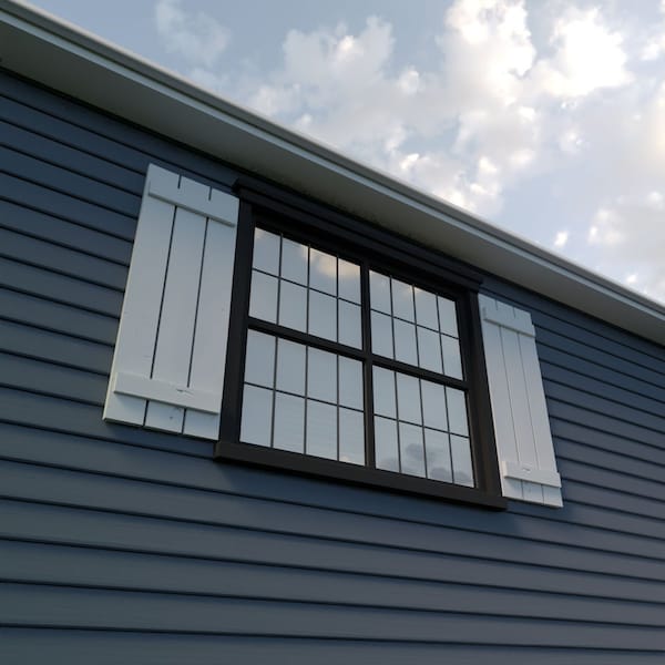 Ekena Millwork Rustic Three Board Spaced Board-n-Batten Knotty Pine Faux Wood Shutters, 17 1/2W x 34H, PR - SHUBSS17X34KPPR