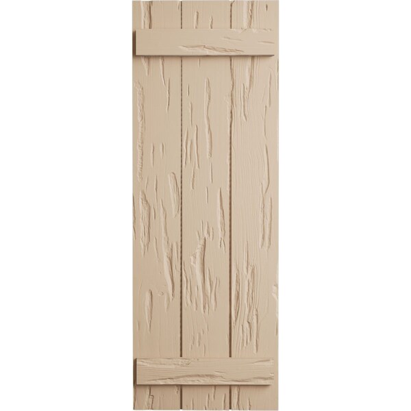 Ekena Millwork Rustic Three Board Joined Board-n-Batten Pecky Cypress Faux Wood Shutters, 16 1/2"W x 28"H - SHUBJS16X28PCPR