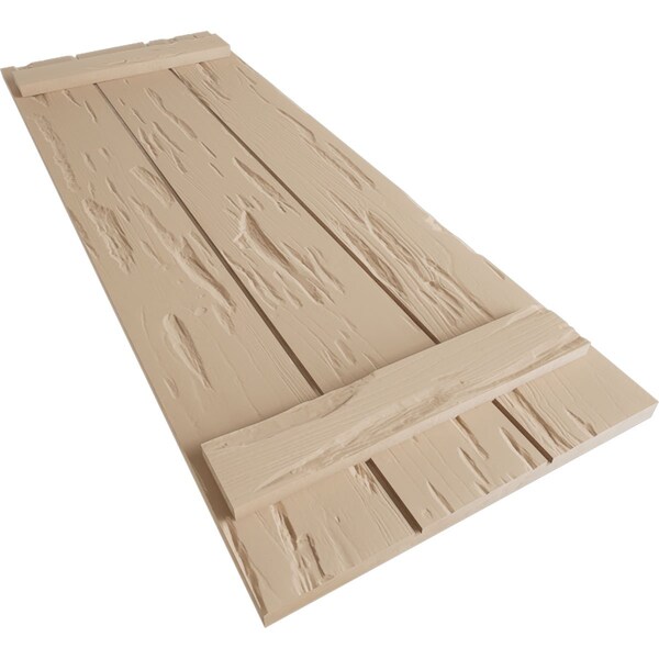 Ekena Millwork Rustic Three Board Joined Board-n-Batten Pecky Cypress Faux Wood Shutters, 16 1/2"W x 28"H - SHUBJS16X28PCPR