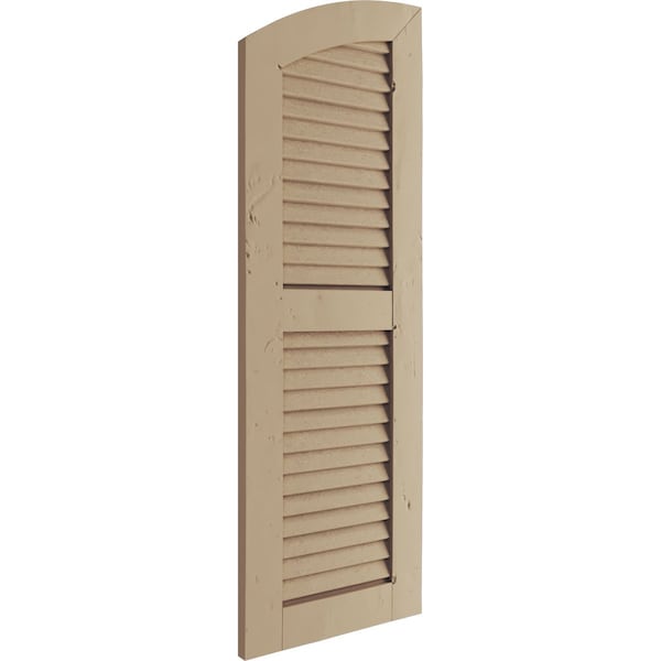 Ekena Millwork Knotty Pine 2 Equal Louver w/Elliptical Top Faux Wood Shutters, 12W x 58H 54 Low Side, PR - SHULVL12X58KPPR
