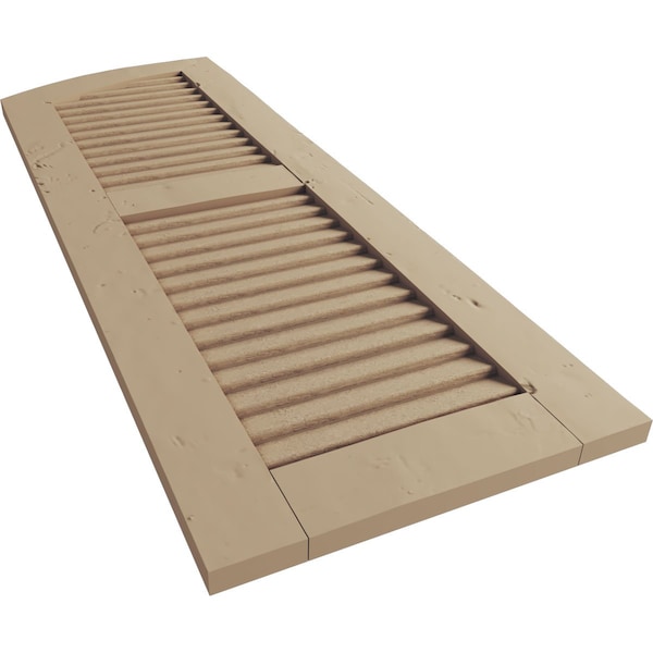 Ekena Millwork Knotty Pine 2 Equal Louver w/Elliptical Top Faux Wood Shutters, 12W x 58H 54 Low Side, PR - SHULVL12X58KPPR