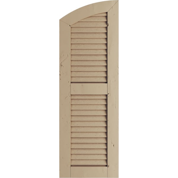 Ekena Millwork Knotty Pine 2 Equal Louver w/Elliptical Top Faux Wood Shutters, 15W x 42H 37 Low Side, PR - SHULVL15X42KPPR