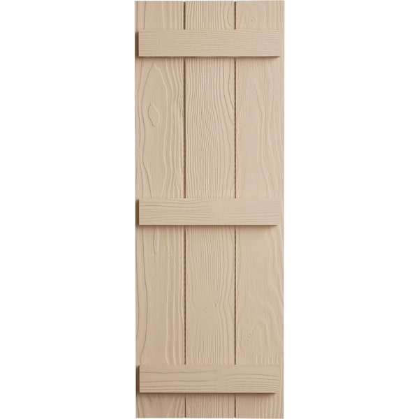 Ekena Millwork Rustic Three Board Joined Board-n-Batten Sandblasted Faux Wood Shutters, 16 1/2W x 84H, PR - SHUBJS16X84SDPR