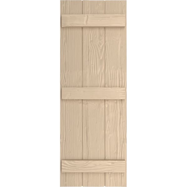 Ekena Millwork Rustic Three Board Joined Board-n-Batten Sandblasted Faux Wood Shutters, 16 1/2W x 84H, PR - SHUBJS16X84SDPR