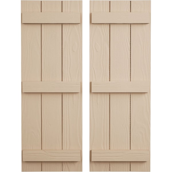 Ekena Millwork Rustic Three Board Joined Board-n-Batten Sandblasted Faux Wood Shutters, 16 1/2W x 84H, PR - SHUBJS16X84SDPR