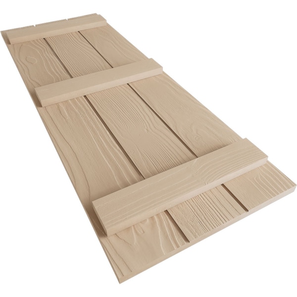 Ekena Millwork Rustic Three Board Joined Board-n-Batten Sandblasted Faux Wood Shutters, 16 1/2W x 84H, PR - SHUBJS16X84SDPR