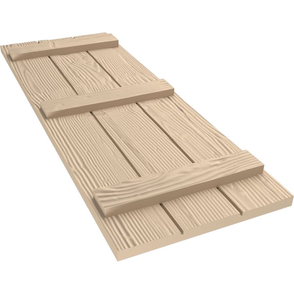 Ekena Millwork Rustic Three Board Joined Board-n-Batten Sandblasted Faux Wood Shutters, 16 1/2W x 84H, PR - SHUBJS16X84SDPR