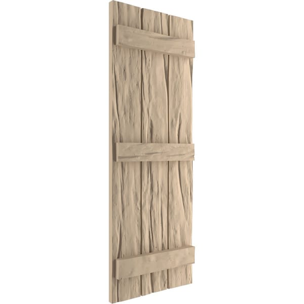 Ekena Millwork Rustic Three Board Joined Board-n-Batten Riverwood Faux Wood Shutters, 16 1/2W x 86H, PR - SHUBJS16X86RWPR