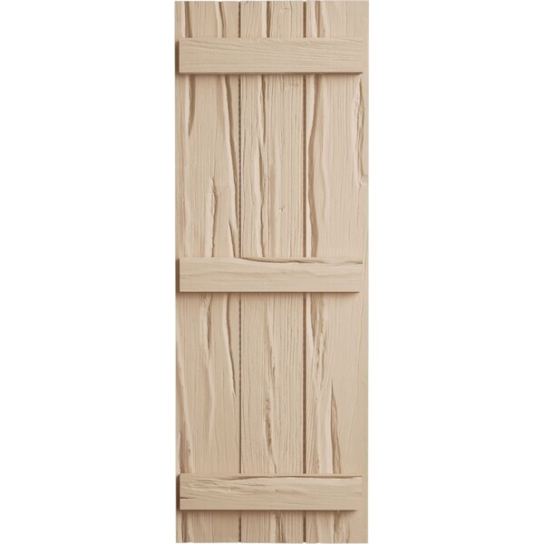 Ekena Millwork Rustic Three Board Joined Board-n-Batten Riverwood Faux Wood Shutters, 16 1/2W x 86H, PR - SHUBJS16X86RWPR