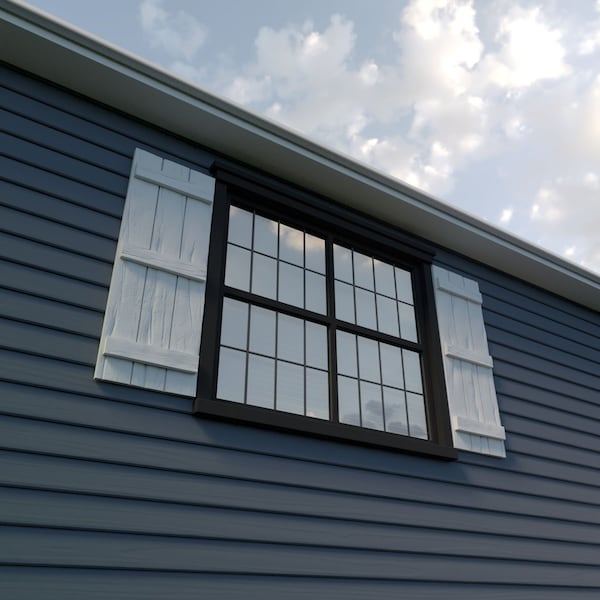 Ekena Millwork Rustic Three Board Joined Board-n-Batten Riverwood Faux Wood Shutters, 16 1/2W x 86H, PR - SHUBJS16X86RWPR