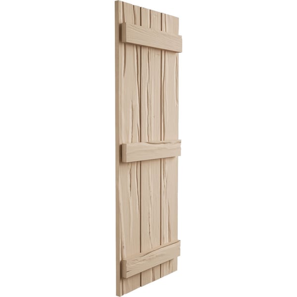 Ekena Millwork Rustic Three Board Joined Board-n-Batten Riverwood Faux Wood Shutters, 16 1/2W x 86H, PR - SHUBJS16X86RWPR
