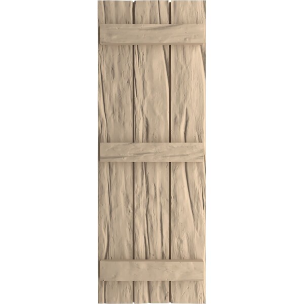 Ekena Millwork Rustic Three Board Joined Board-n-Batten Riverwood Faux Wood Shutters, 16 1/2W x 86H, PR - SHUBJS16X86RWPR