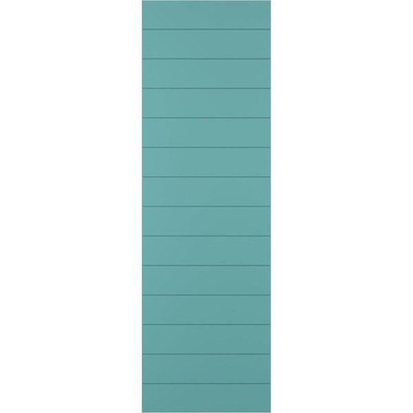 Ekena Millwork True Fit PVC Horizontal Slat Modern Style Fixed Mount Shutters, Pure Turquoise, 18W x 29H, PR - TFP001HZ18X029PT