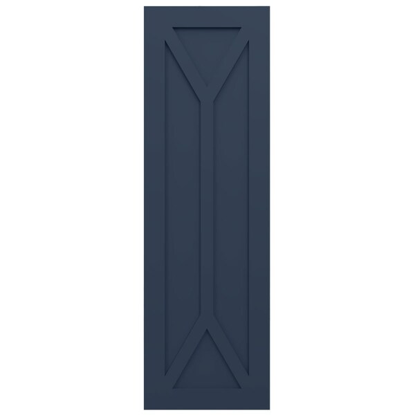 Ekena Millwork True Fit PVC San Carlos Mission Style Fixed Mount Shutters, Starless Night Blue, 12W x 72H, PR - TFP001SC12X072OB