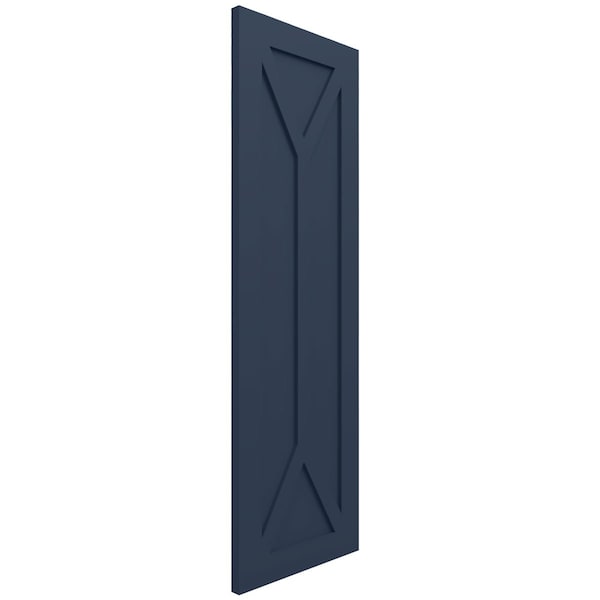 Ekena Millwork True Fit PVC San Carlos Mission Style Fixed Mount Shutters, Starless Night Blue, 12W x 72H, PR - TFP001SC12X072OB