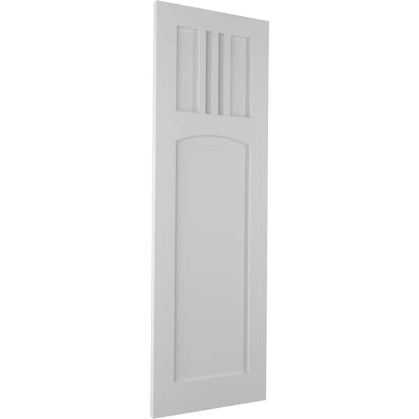 Ekena Millwork True Fit PVC San Miguel Mission Style Fixed Mount Shutters, Hailstorm Gray, 12W x 72H, PR - TFP001SM12X072ST