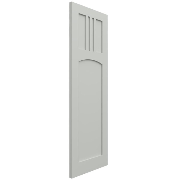 Ekena Millwork True Fit PVC San Miguel Mission Style Fixed Mount Shutters, Hailstorm Gray, 12W x 72H, PR - TFP001SM12X072ST
