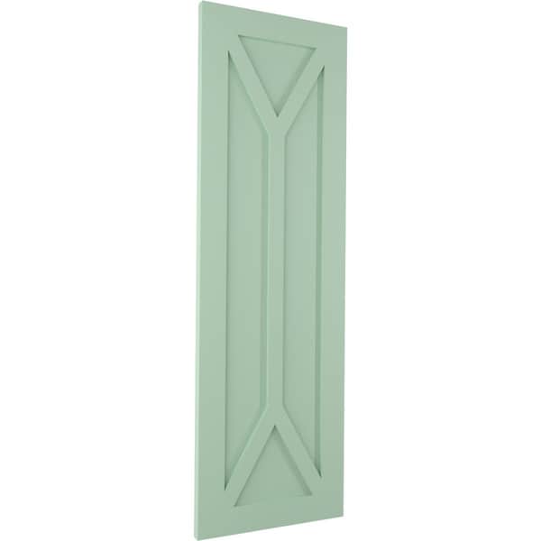 Ekena Millwork True Fit PVC San Carlos Mission Style Fixed Mount Shutters, Seaglass, 18W x 65H, PR - TFP001SC18X065SG
