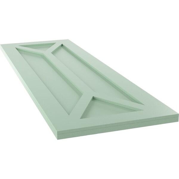 Ekena Millwork True Fit PVC San Carlos Mission Style Fixed Mount Shutters, Seaglass, 18W x 65H, PR - TFP001SC18X065SG