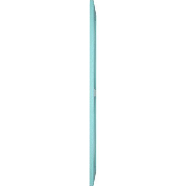 Ekena Millwork True Fit PVC Two Equal Panel Farmhouse Fixed Mount Shutters w/Z-Bar, Pure Turquoise, 15W x 44H, PR - TFP102FH15X044PT