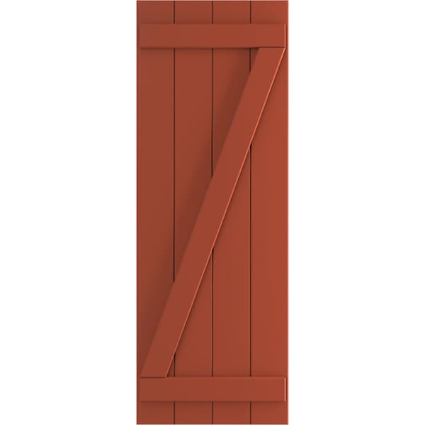 Ekena Millwork True Fit PVC, Four Board Joined Board-n-Batten Shutters w/Z-Bar, Colorful Leaves, 21 1/2W x 63H, PR - TFP102BBF21X063CL
