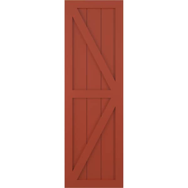 Ekena Millwork True Fit PVC Two Equal Panel Farmhouse Fixed Mount Shutters w/Z-Bar, Colorful Leaves, 15W x 52H, PR - TFP102FH15X052CL