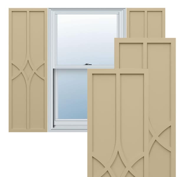Ekena Millwork True Fit PVC Cedar Park Fixed Mount Shutters, Natural Twine, 18W x 45H, PR - TFP001CP18X045NT