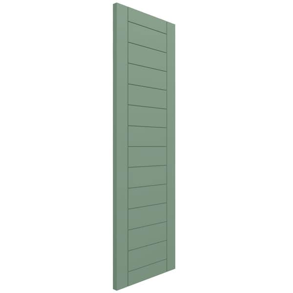 Ekena Millwork True Fit PVC Horizontal Slat Framed Modern Style Fixed Mount Shutters, Track Green, 12W x 48H, PR - TFP001HF12X048TG