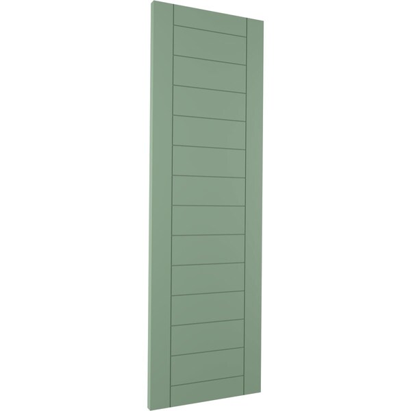 Ekena Millwork True Fit PVC Horizontal Slat Framed Modern Style Fixed Mount Shutters, Track Green, 12W x 48H, PR - TFP001HF12X048TG