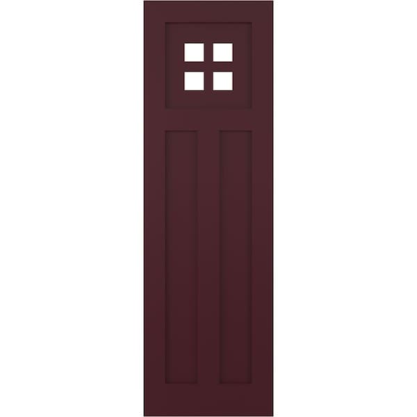Ekena Millwork True Fit PVC San Antonio Mission Style Fixed Mount Shutters, Wine Red, 15W x 68H, PR - TFP001ST15X068WR