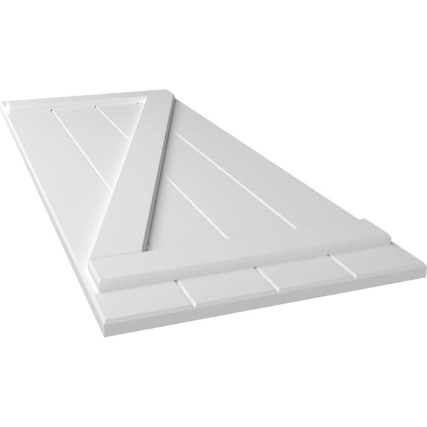 Ekena Millwork True Fit PVC Four Board Joined Board-n-Batten Shutters w/Z-Bar, Unfinished , 21 1/2W x 44H, PR - TFP102BBF21X044UN