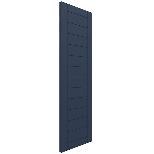Ekena Millwork PVC Horizontal Slat Framed Modern Style Fixed Mount Shutters Starless Night Blue, 18W x 39H, PR - TFP001HF18X039OB