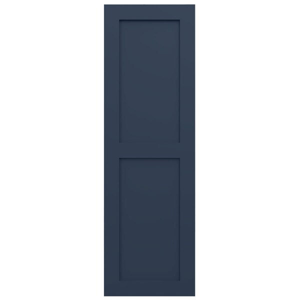 Ekena Millwork True Fit PVC Two Equal Flat Panel Shutters, Starless Night Blue, 15W x 35H, PR - TFP101FPF15X035OB
